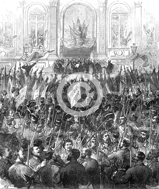 The Commune in Paris: sketch at the Hotel de Ville, 1871. Creator: Unknown.