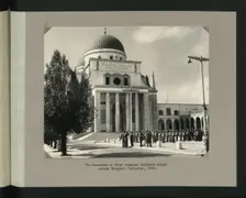 The Commander-in-Chief inspect Sudanese troops outside Benghazi Cathedral, 1944. Creators: Colonial Office, Unknown