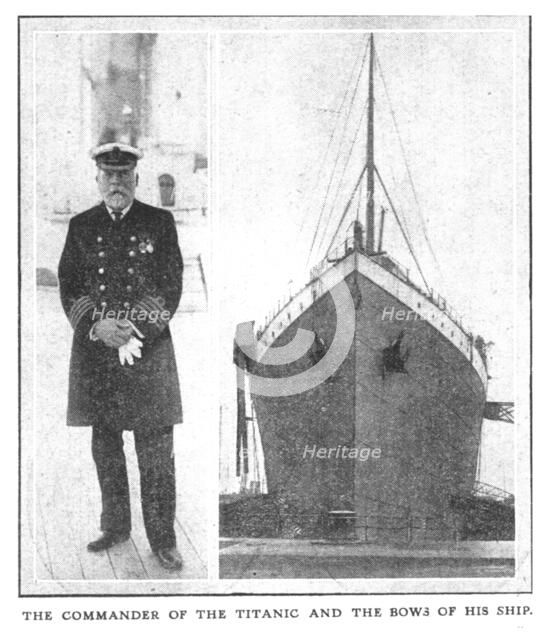 'The Commander of the Titanic and the Bows of his Ship', (April 20), 1912. Creator: Unknown.