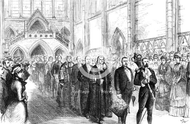 The Commencement of Michaelmas Term at the new Law Courts, 1883. Creator: Unknown.