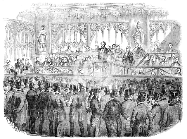 The Common Hall on Corporation Reform, in Guildhall, 1856.  Creator: Henry Fitzcook.