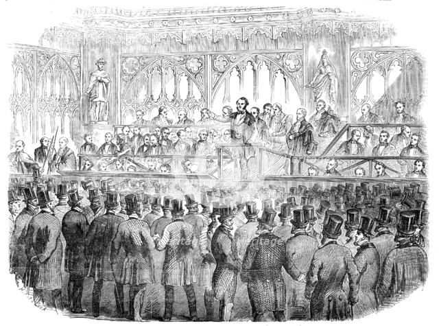 The Common Hall on Corporation Reform, in Guildhall, 1856.  Creator: Henry Fitzcook.