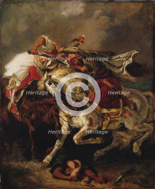 The Combat of the Giaour and the Pasha. Artist: Delacroix, Eugène (1798-1863)