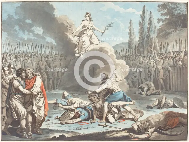 The Combat of the Horatii and the Curatii, 1783. Creator: Jean Francois Janinet.