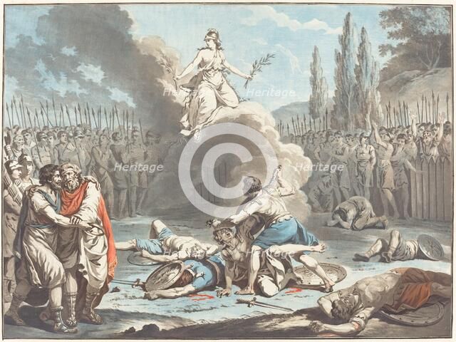 The Combat of the Horatii and the Curatii, 1783. Creator: Jean Francois Janinet.