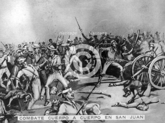 The combat of San Juan, (1898), 1920s. Artist: Unknown