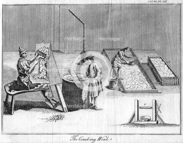 'The Combing Work', c1750(?). Artist: Unknown
