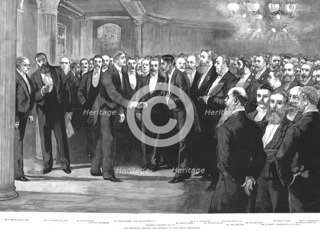 ''The Coming of Age of "The Graphic"; The Reception before the Banquet at the Hotel Metropole', 1890 Creator: Unknown.