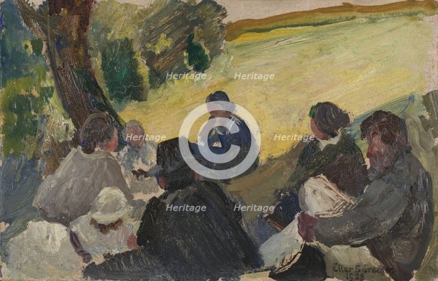 The company in the meadow, 1925. Creator: Eiler Sorensen.