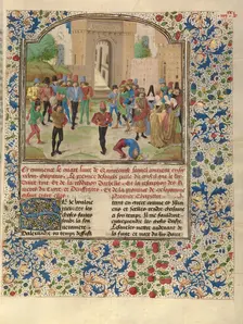 The Competition in Sittacene and the Placating of Sisigambis, about 1470-1475. Creator: Master of the Jardin de vertueuse consolation