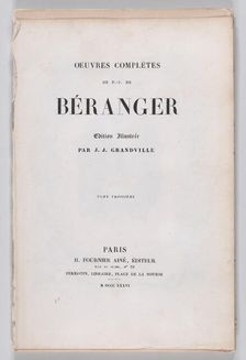 The Complete Works of Béranger, 1836., 1836. Creator: Anon