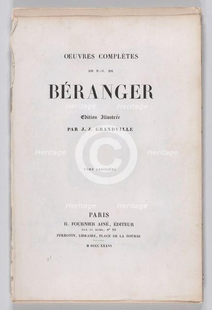 The Complete Works of Béranger, 1836., 1836. Creator: Anon.