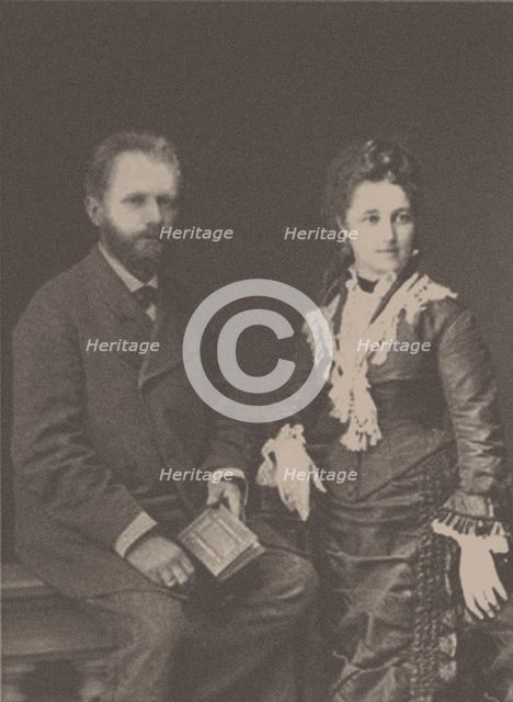 The composer Pyotr Ilyich Tchaikovsky (1840-1893) with his wife Antonina Miliukova, 1877.