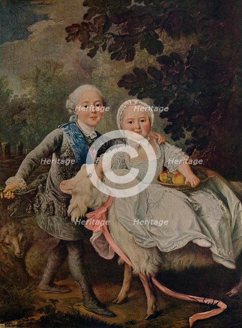 'The Comte d'Artois and His Sister Clotilde ', 1763 (c1927). Artist: Francois Hubert Drouais.