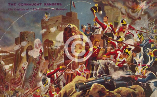 'The Connaught Rangers. The Capture of The Citadel at Badajoz', 1812, (1939). Artist: Unknown.