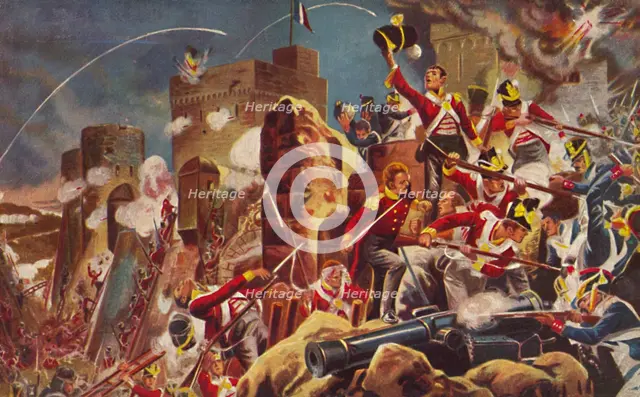 'The Connaught Rangers. The Capture of The Citadel at Badajoz', 1812, (1939). Artist: Unknown.