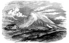 The Cone of Mount Etna and the "English House" (Destroyed by the Recent Earthquake), 1858. Creator: Unknown
