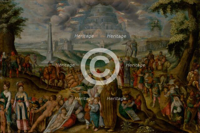 The Confusion of Tongues, 1600s. Creator: Mander, Karel van, the Elder (1548-1606).