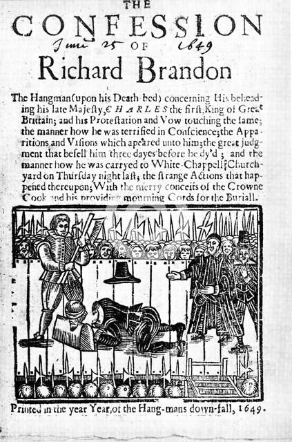 'The Confession of Richard Brandon', 1649. Artist: Unknown