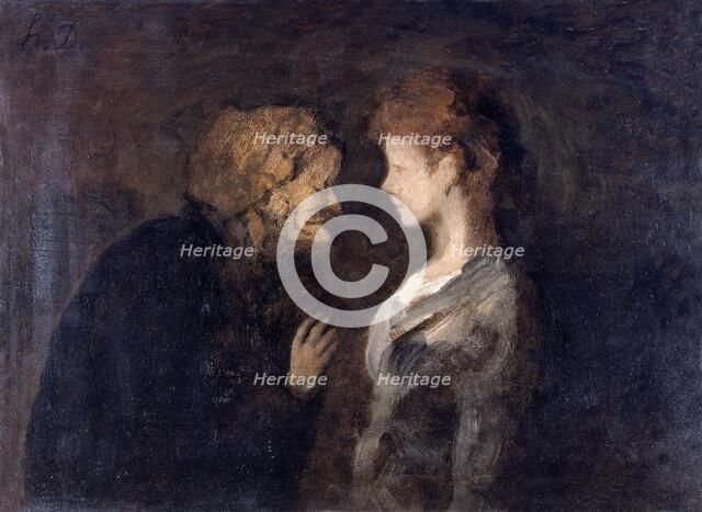 'The confidence', (The Secret), 1828-1879. Artist: Honore Daumier.