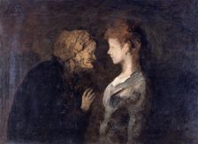 The confidence (The Secret), 1828-1879. Artist: Honore Daumier