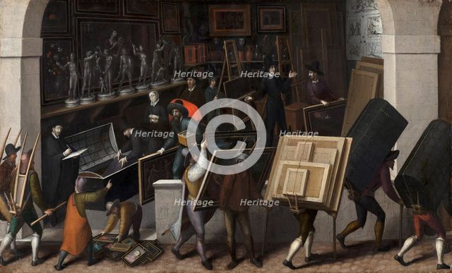 The Confiscation of the Contents of a Painter's Studio, ca 1590. Creator: Bunel, François, the Younger (1552-1599).