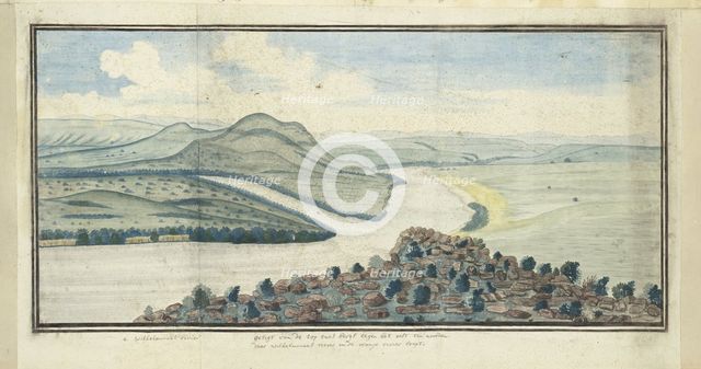 The confluence of the Caledon and Orange Rivers, seen from the south-west, 1777. Creators: Robert Jacob Gordon, Johannes Schumacher.