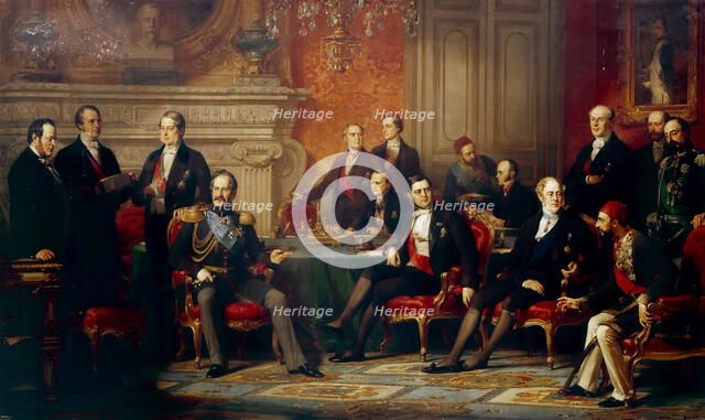 The Congress of Paris in 1856. Artist: Dubufe, Édouard Louis (1819-1883)