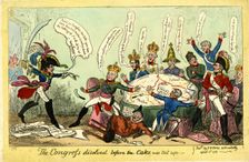 The Congress dissolved before the Cake was Cut up, Caricature on the Congress of Vienna, 1815