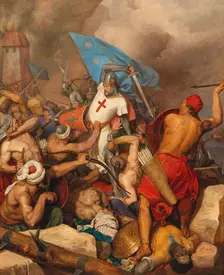 The conquest of Acre in 1191 by Duke Leopold V of Austria, 1841. Creator: L'Allemand, Friedrich (1812-1866)