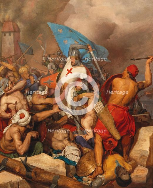 The conquest of Acre in 1191 by Duke Leopold V of Austria, 1841. Creator: L'Allemand, Friedrich (1812-1866).