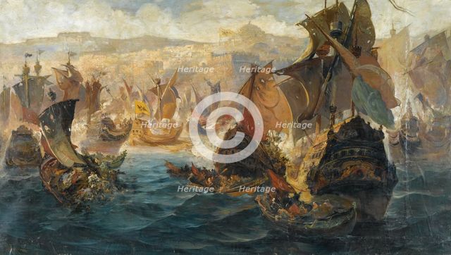 The Conquest of Constantinople by the Crusaders. Artist: Chatzis, Vasilios (1870-1915)