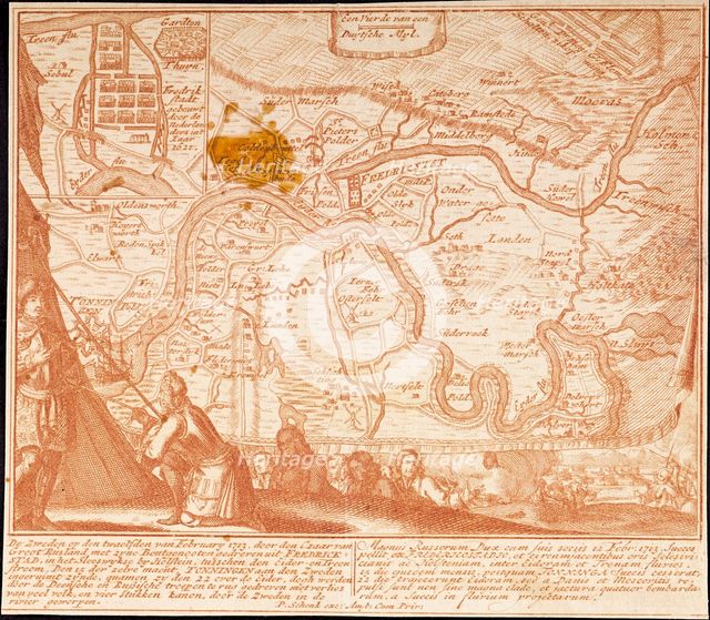 The conquest of Friedrichstadt on February 12, 1713, 1713. Creator: Schenk, Peter (Petrus), the Elder (1660-1718).