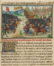 The Conquest of Gasgogne by the Armies of Luxembourg, Boulogne...written 1463-5; illuminated 1467-72 Creators: Loyset Liedet, Pol Fruit