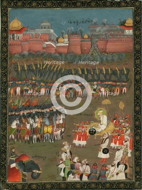 The conquest of Golkonda by Mughal emperor Aurangzeb in 1687, ca 1760. Artist: Indian Art  