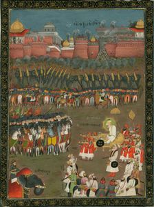 The conquest of Golkonda by Mughal emperor Aurangzeb in 1687, ca 1760. Artist: Indian Art