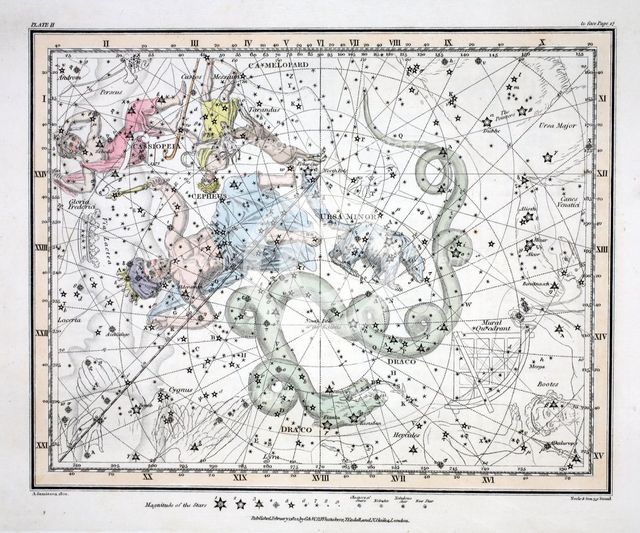 The Constellations (Plate II) Ursa Minor,  Cassiopeia,  Tarandus, Cepheus,  Draco, Custos Messium,  