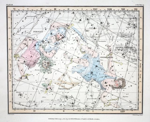 The Constellations (Plate III) Andromeda, Triangula,I  Perseus et Caput Meduse,  Gloria Frederici,  