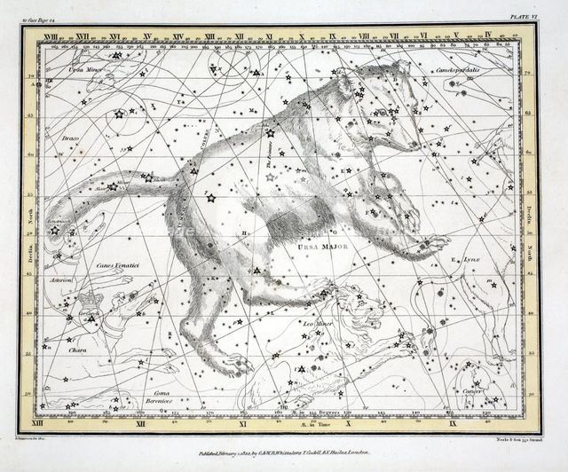 The Constellations (Plate VI) Ursa Major, from A Celestial Atlas by Alexander Jamieson,  1822.