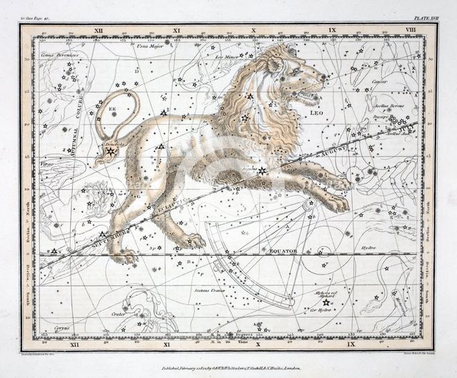 The Constellations (Plate XVII) Leo, 1822.