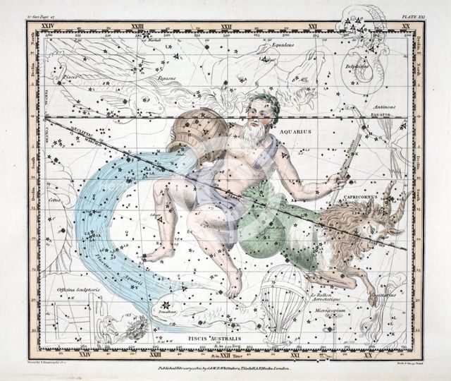 The Constellations (Plate XXI) Capricorn and Aquarius, from A Celestial Atlas by Alexander Jamieson,