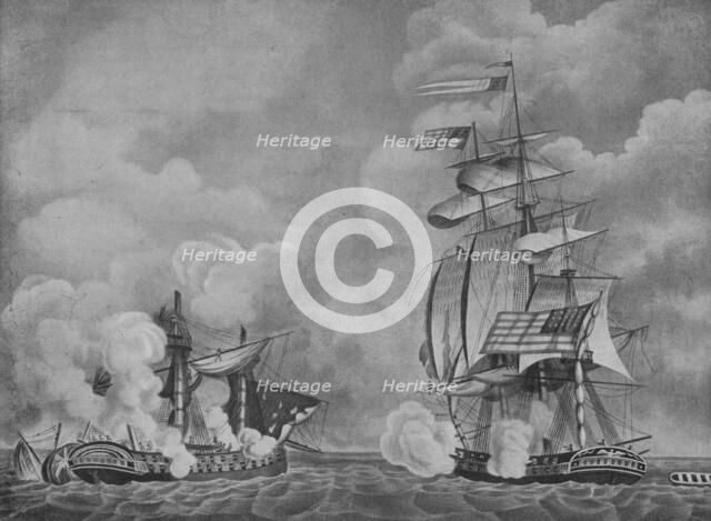 'The Constitution and the Guerriere', c1813. Artist: Unknown.