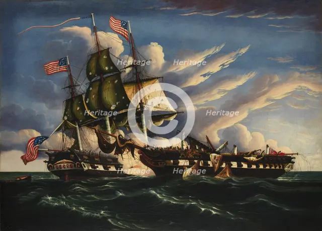 The Constitution and the Guerriere, ca. 1845. Creator: Thomas Chambers.