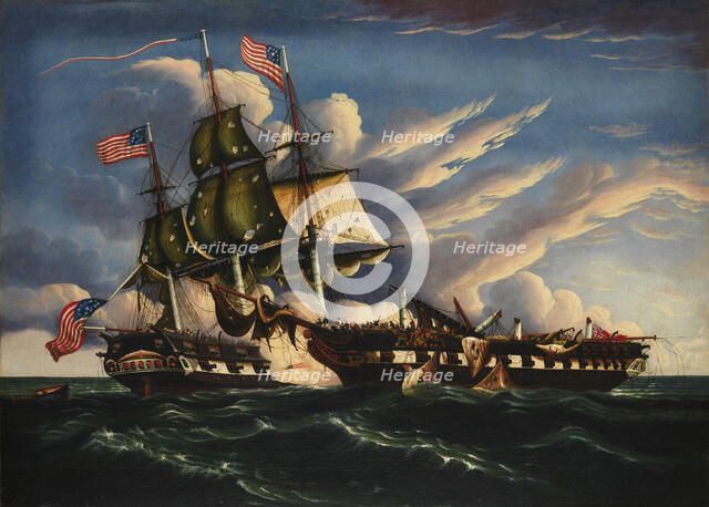 The Constitution and the Guerriere, ca. 1845. Creator: Thomas Chambers.