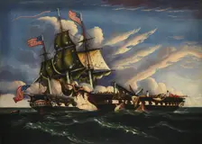 The Constitution and the Guerriere, ca. 1845. Creator: Thomas Chambers