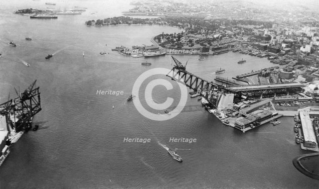 The construction of the Sydney Harbour Bridge in Jan 1930 and 1931. Creator: Isabel Edith Doris Francis.