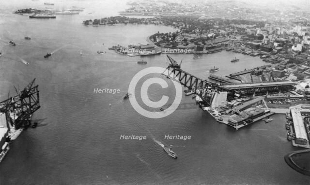 The construction of the Sydney Harbour Bridge in Jan 1930 and 1931. Creator: Isabel Edith Doris Francis.