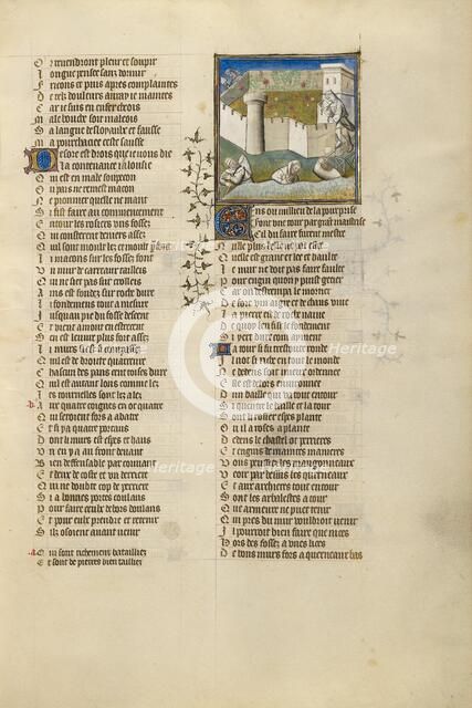 The Construction of a Castle in which the Personification of Jealousy Wishes to..., about 1405. Creator: Unknown.