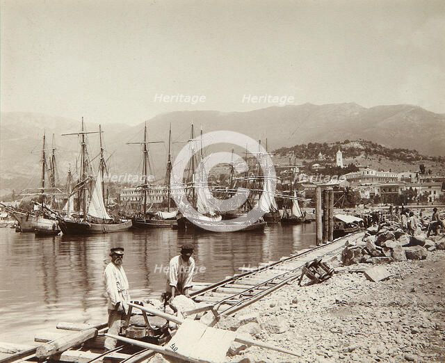 The construction of a pier in Yalta, Crimea, late 19th century(?). Artist: Unknown