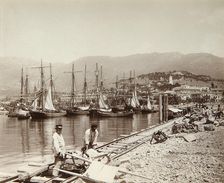 The construction of a pier in Yalta, Crimea, late 19th century(?)